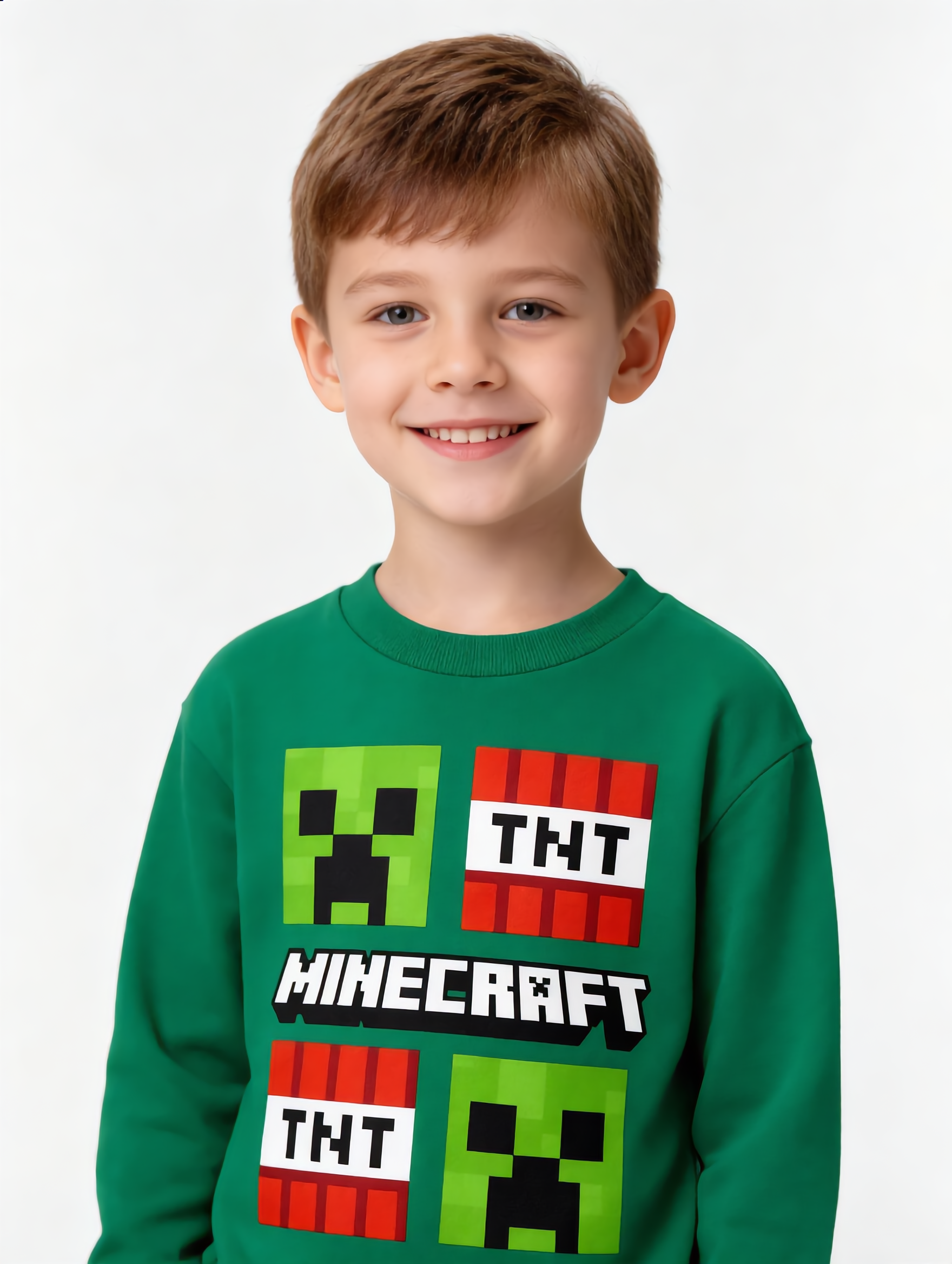 Boys’ Green Minecraft Graphic Crew Neck Sweatshirt